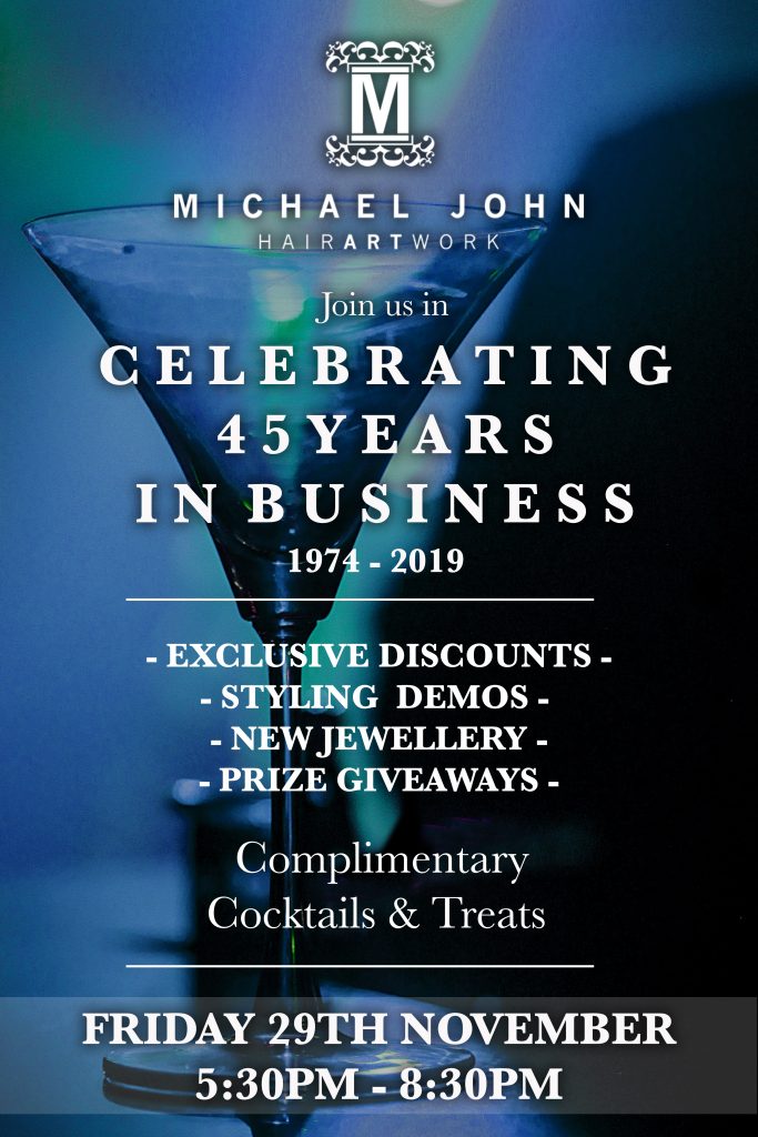 45 Years in Business Michael John Hair Artwork